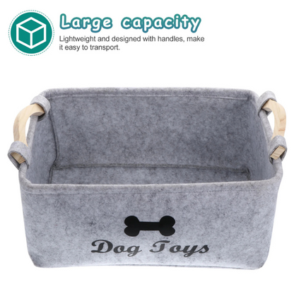 Dog Toy Storage Basket – Felt Organizer Bin for Pets