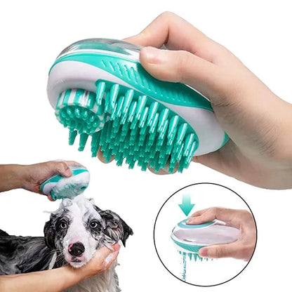 2-in-1 Pet Bath Brush – Soft Silicone Dog Cat Grooming & Massage Comb