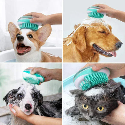 2-in-1 Pet Bath Brush – Soft Silicone Dog Cat Grooming & Massage Comb