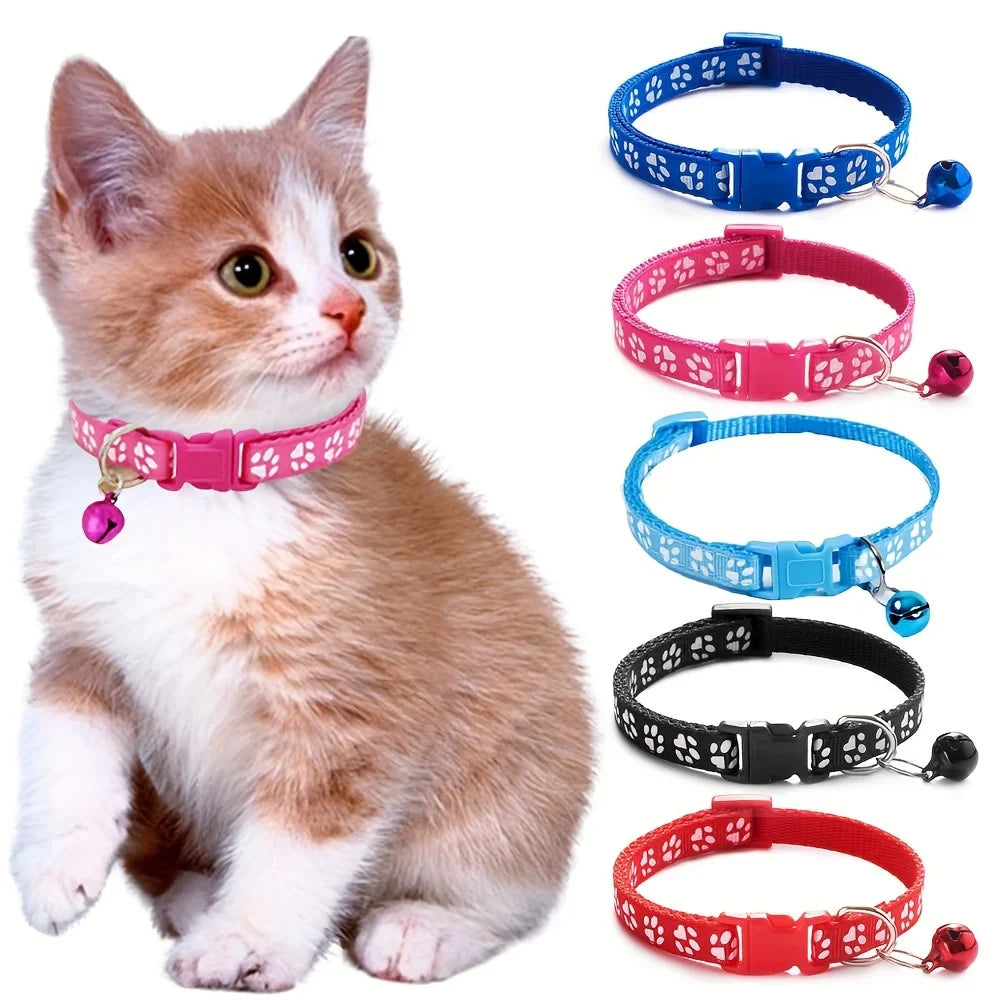 Colorful Adjustable Cat Collar with Bell