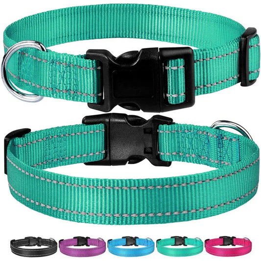 Reflective Adjustable Nylon Dog Collar Strap – Safety Traction Rope