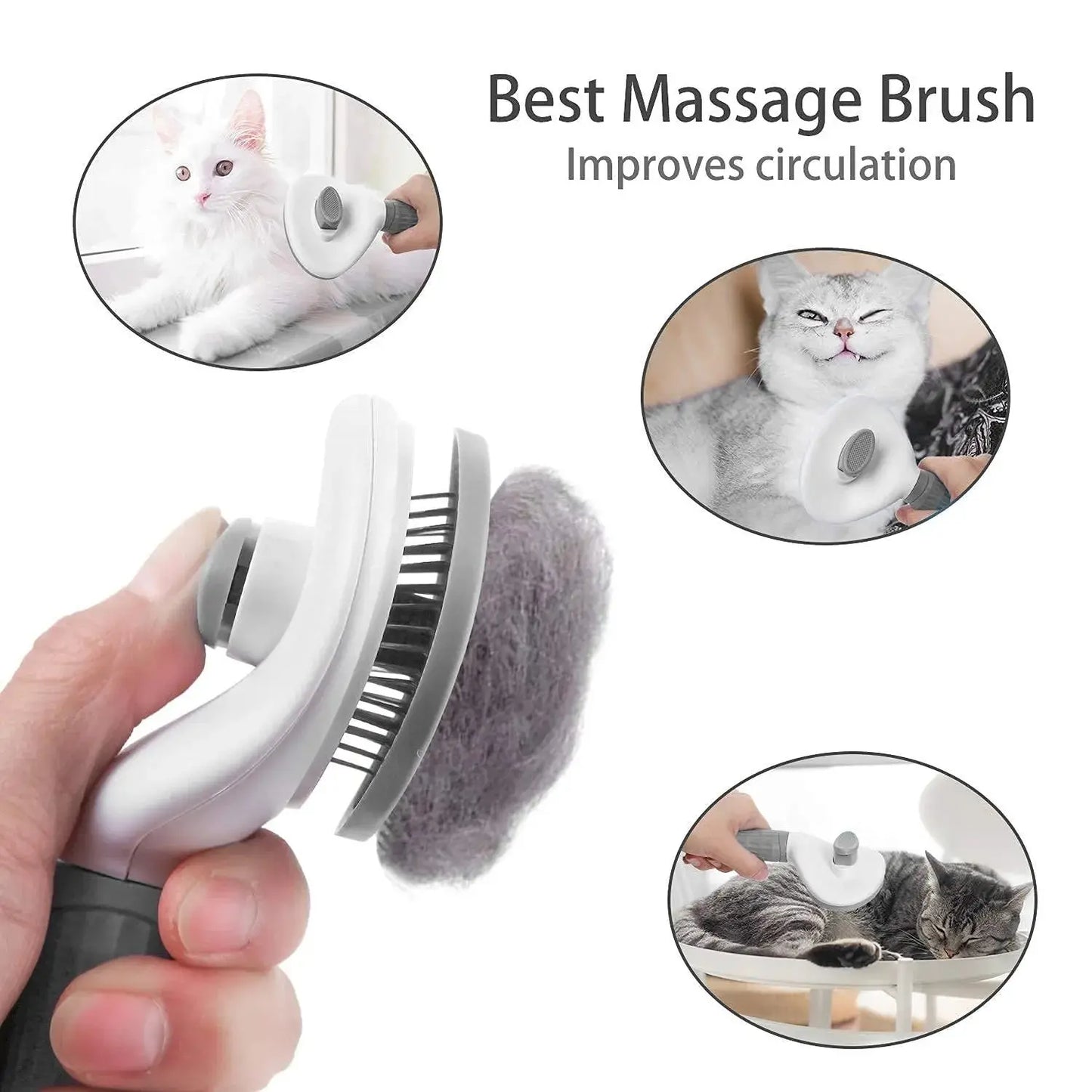 Self-Cleaning Pet Hair Remover Brush – Grooming Comb for Dogs & Cats