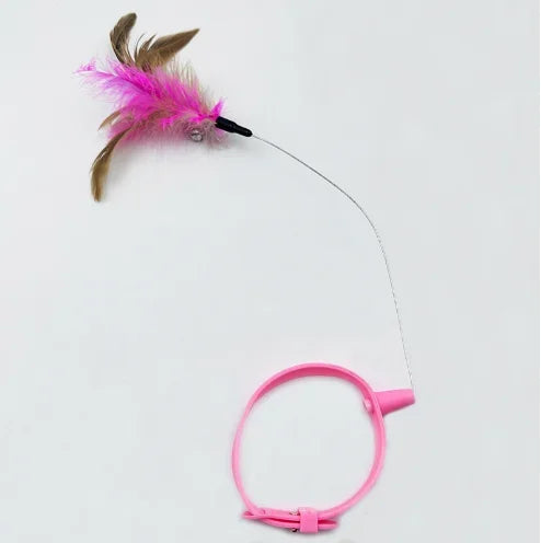 Adjustable Cat Collar Feather Teaser Toy with Bell