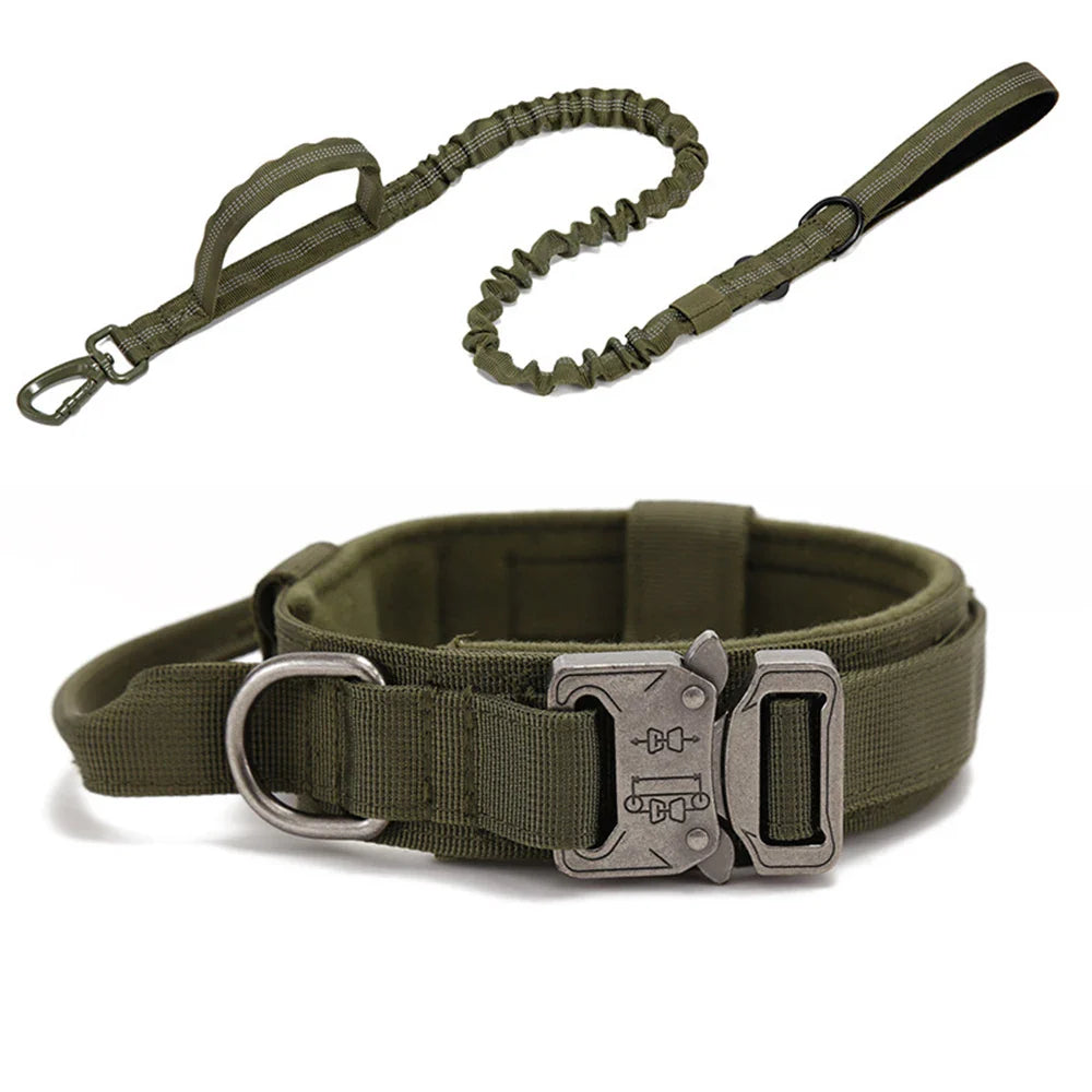 Durable Nylon Dog Collar & Reflective Leash Set – Tactical Training