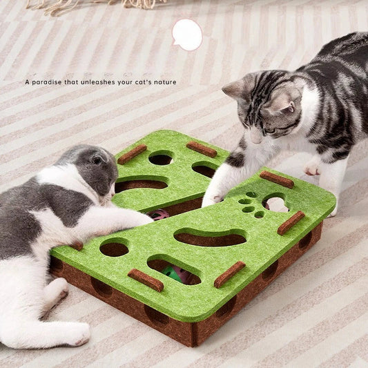 Cat Fun Box – Interactive Puzzle Toy for Indoor Cats, Scratching & Digging Activity Box with Bell Balls