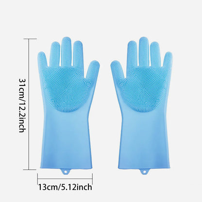 Pet Grooming Bath Gloves – Silicone Hair Remover & Scrubber