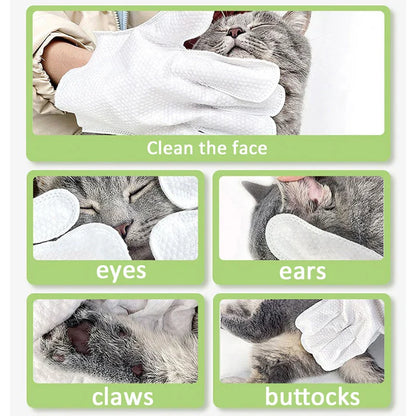 Pet Cleaning Gloves – Wash-Free Bath Wipes for Cats & Dogs