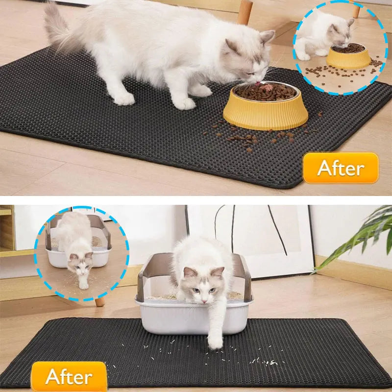 Waterproof Double Layer Cat Litter Mat – Trapping Pad for Easy Clean