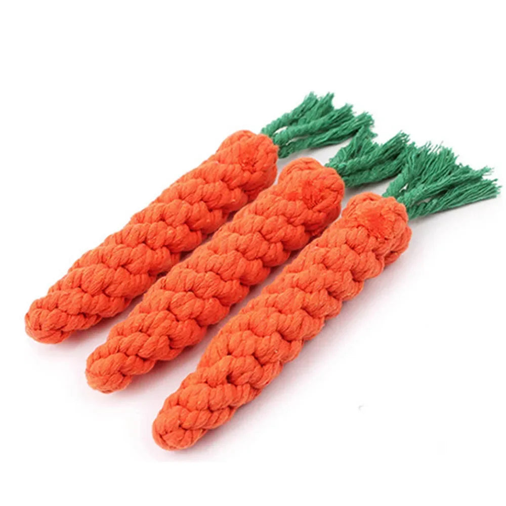 Carrot Rope Dog Chew Toy – Durable Cotton Molar Toy for Puppies & Dogs