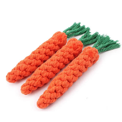 Carrot Rope Dog Chew Toy – Durable Cotton Molar Toy for Puppies & Dogs
