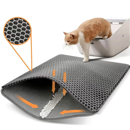 Waterproof Double Layer Cat Litter Mat – Trapping Pad for Easy Clean