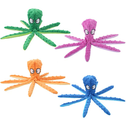 Plush Octopus Dog Toy – Bite Resistant, Squeaky & Interactive