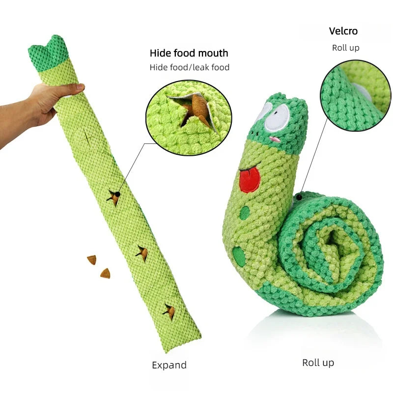 Dog Puzzle Feeder Plush Snail – Interactive Squeaky Chew Toy for Puppies & Dogs