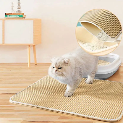 Waterproof Double Layer Cat Litter Mat – Trapping Pad for Easy Clean
