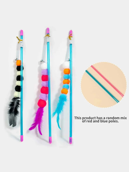 Elastic String Cat Teaser Wand with Faux Fur Bug