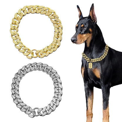 Cuban Link Dog Chain Collar – Sparkle Necklace for Stylish Pets