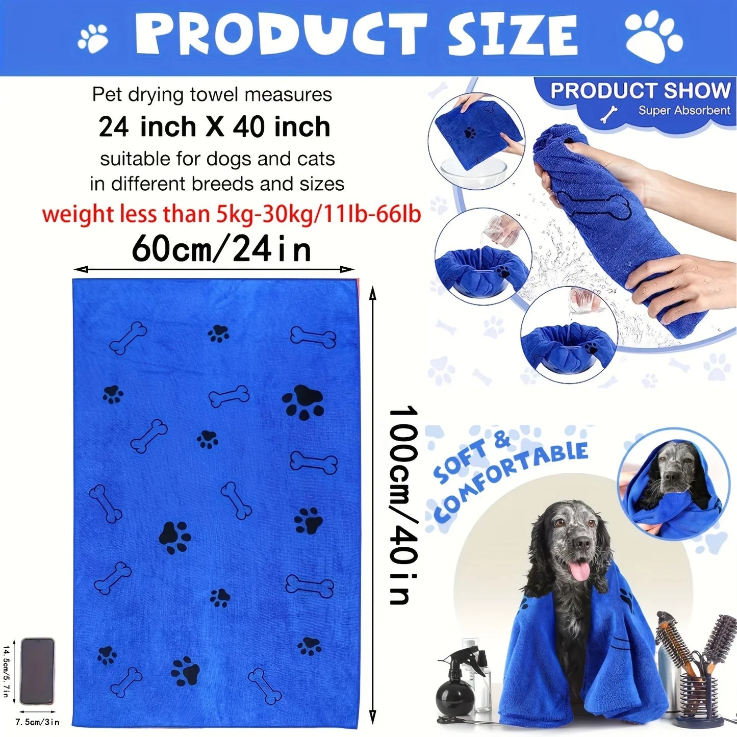 Quick-Drying Microfiber Dog Towel – Super Absorbent