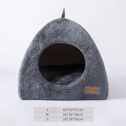 Heated Cat Bed – Self Warming Triangle Cat Cave for Indoor Pets