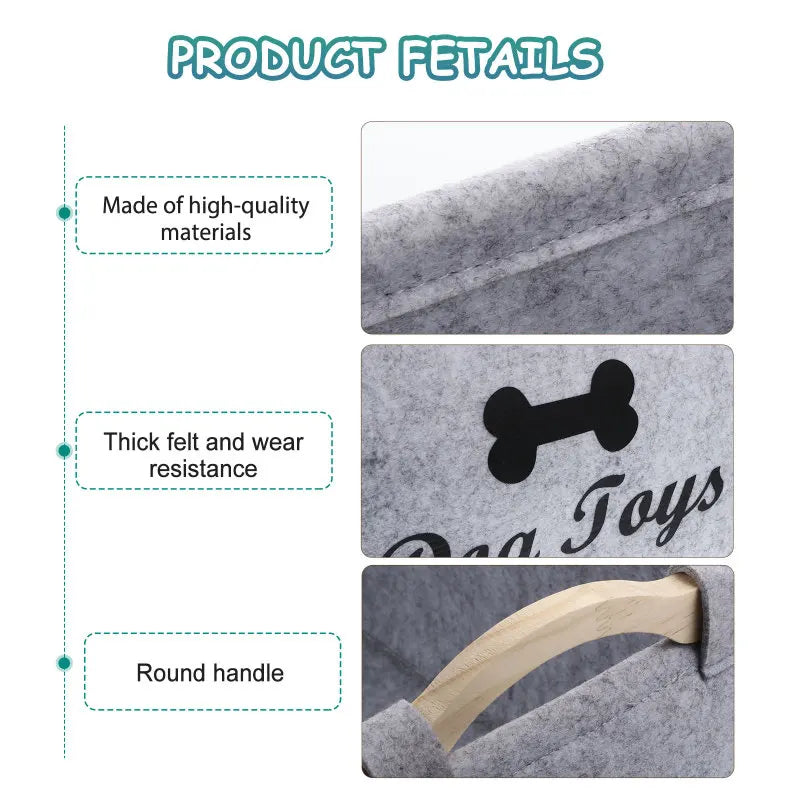 Dog Toy Storage Basket – Felt Organizer Bin for Pets