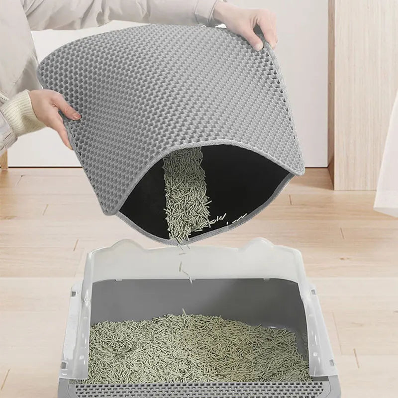 Waterproof Double Layer Cat Litter Mat – Trapping Pad for Easy Clean