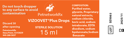 Vizoovet®Plus Eye  Drops with Hyaluron (HA) 15ml Standard bottles